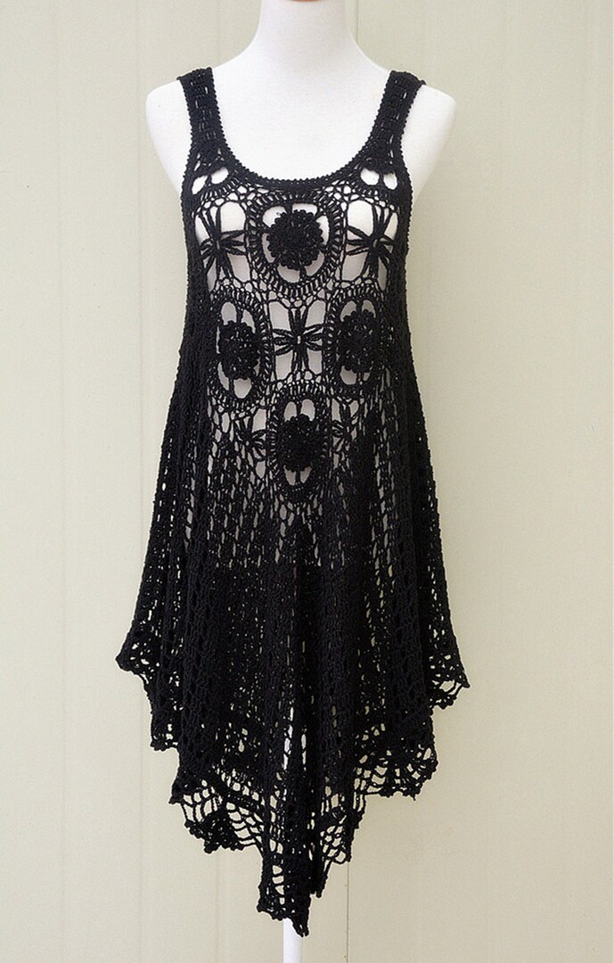 Black Crochet Dress Women Hippie Festival Clothing | MakerPlace by Michaels Black Crochet Dress Women Hippie Festival Clothing | MakerPlace by Michaels